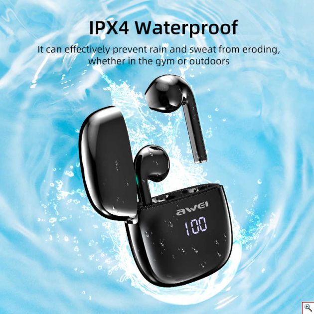 Ασύρματα Ακουστικά Bluetooth με Smart Touch & Powerbank - AWEI Sports Earbunds Charging Case