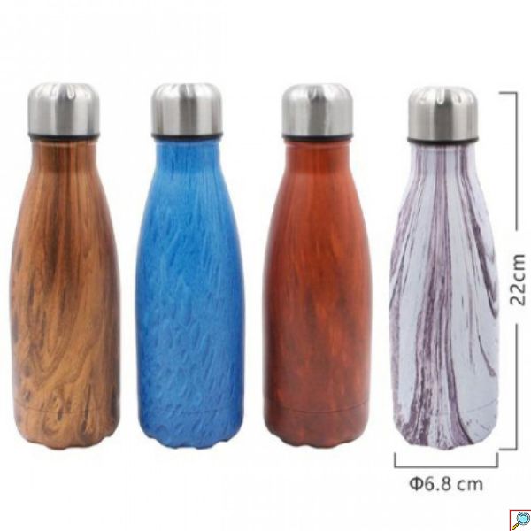 Ανοξείδωτο Θερμός 350ml με Εφέ Ξύλου - Woof Effect Thermos σε Διάφορα Χρώματα