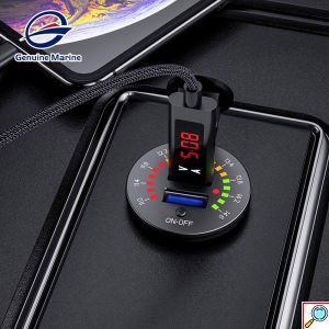 Αδιάβροχος 2x USB Ταχύ Φορτιστής QC3.0 12V Μηχανής / Μοτοσυκλέτας με Φωτεινό Βολτόμετρο - Μαύρο