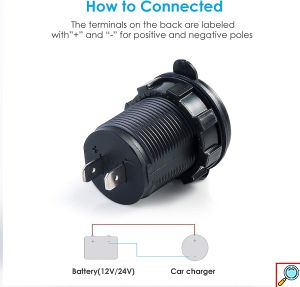 Διπλός USB Αδιάβροχος Φορτιστής & Βολτόμετρο έως 15V με LED Οθόνη - για Μηχανή / Μοτοσικλέτα & Σκάφος