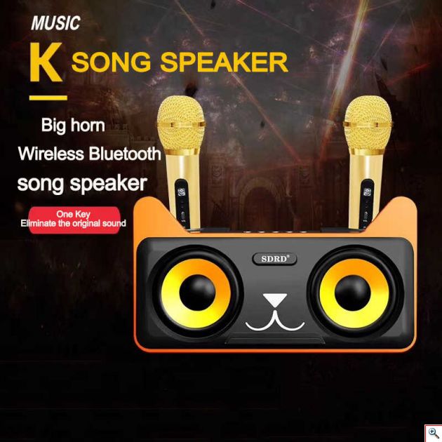 Φορητό Οικογενειακό Σύστημα Karaoke με Διπλά Ασύρματα Μικρόφωνα, Ασύρματο Συμπυκνωτή Bluetooth & Σετ Ηχείων