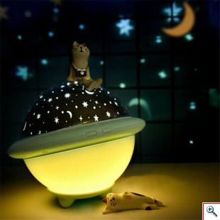  Περιστρεφόμενο Νυχτερινό Φωτιστικό Προτζέκτορας Δωματίου με 3 Σχέδια - UFO Projection Lamp Ροζ
