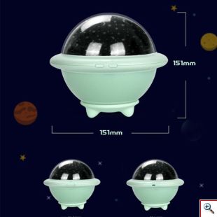  Περιστρεφόμενο Νυχτερινό Φωτιστικό Προτζέκτορας Δωματίου με 3 Σχέδια - UFO Projection Lamp Ροζ