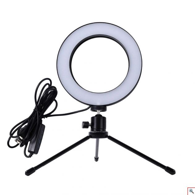 Επαγγελματικό Φωτογραφικό Φωτιστικό Δαχτυλίδι Ring Lamp Light LED USB 16cm με 3 Χρώματα Φωτισμού, Dimmer & Τρίποδο