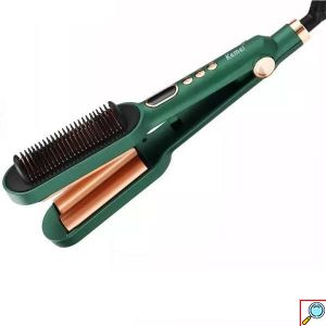 Ισιωτικό & Ψαλιδωτή Χτένα Μαλλιών 2 σε 1 - Fast Heat Negative Ions LCD Hair Styler Kemei 