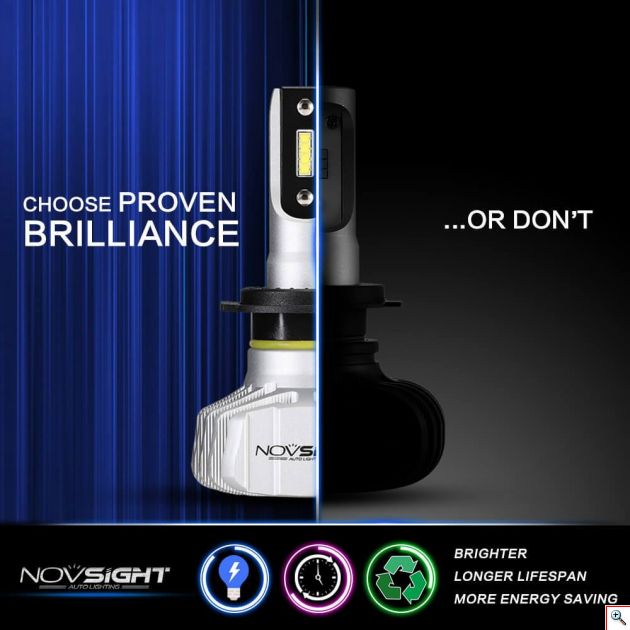LED Λάμπες Φώτα Αυτοκινήτου NovSight A500-N15 H7 6500K 50W 10000Lumens