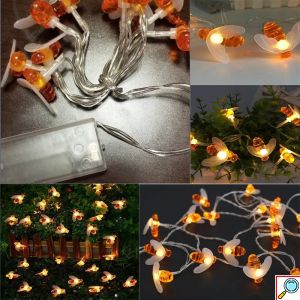 20 LED Φωτάκια σε Σχέδιο Μέλισσες με Μπαταρίες