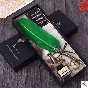 Πένα Καλλιγραφίας με Φτερό - Classic Dipping Feather Pen Πράσινο