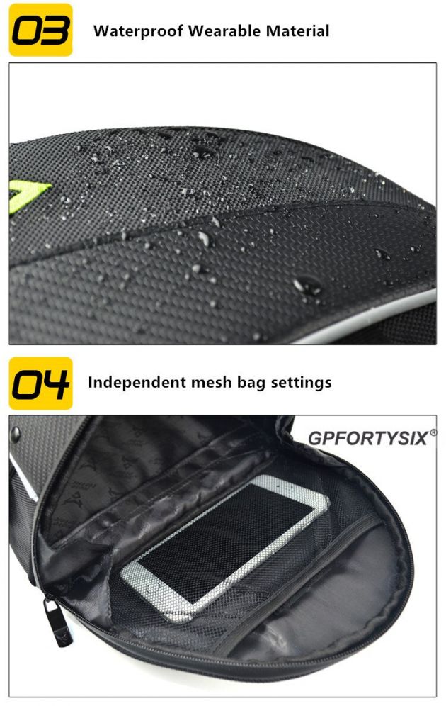 Carbon Σκληρός Σάκος Ουράς 11L Μηχανής / Μοτοσυκλέτας Motocentric & Τσαντάκι Ώμου με Ανακλαστικές Λωρίδες - Πράσινο Σήμα - Tail Bag