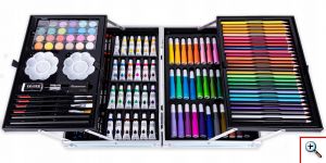 KidsArt Πλήρες Σετ Βαλιτσάκι Ζωγραφικής 145τμχ Παιδικό με Κηρομπογιές, Μαρκαδόρους, Ξυλομπογιές, Νερομπογιές, Πινέλα 35cm - Children Art Set