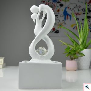 Διακοσμητικό Συντριβάνι με LED Φωτισμό 14x14x31cm Λευκό - Moderne Amor Fountain 