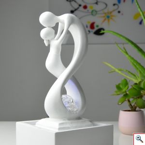 Διακοσμητικό Συντριβάνι με LED Φωτισμό 14x14x31cm Λευκό - Moderne Amor Fountain 