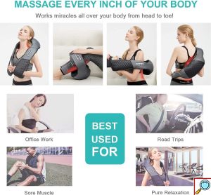 Συσκευή Μασάζ Shiatsu με Χειρολαβές για Αντιμετώπιση Πόνου σε Όλο το Σώμα με 16 Κεφαλες & Θερμότητα - Υπέρυθρη Ακτινοβολία