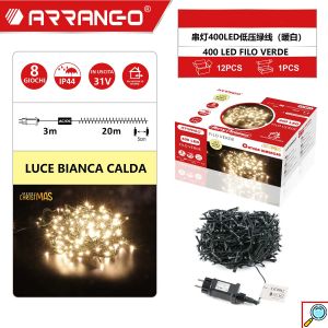 Χριστουγεννιάτικα Αδιάβροχα Λαμπάκια 23m 400 LED Θερμού Λευκού Φωτισμού με 8 Προγράμματα Arrango