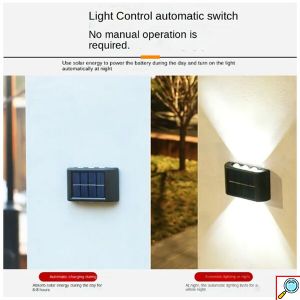 Σετ LED Αδιάβροχα Ηλιακά Επιτοίχια Φωτιστικά για Εξωτερικό Χώρο με 6 SMD και Ενσωματωμένο Πάνελ σε Θερμό Λευκό Φωτισμό 2τμχ