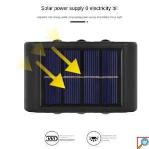 Σετ LED Αδιάβροχα Ηλιακά Επιτοίχια Φωτιστικά για Εξωτερικό Χώρο με 6 SMD και Ενσωματωμένο Πάνελ σε Θερμό Λευκό Φωτισμό 2τμχ