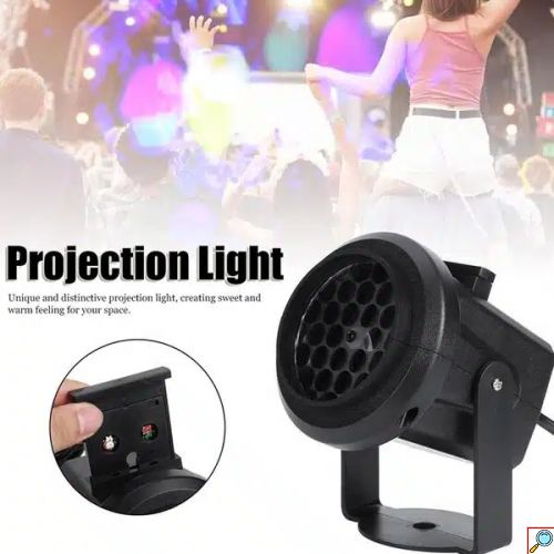 LED Χριστουγεννιάτικος Μαύρος Προτζέκτορας 220V με 4 Διαφορετικά Γιορτινά Μοτίβα