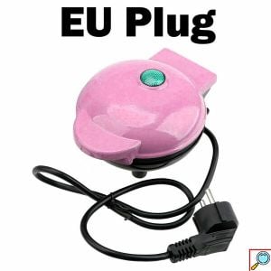 Mini Βαφλιέρα 350W με Αισθητήρα Θερμότητας σε Στρογγυλό Σχήμα Ροζ 
