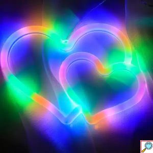 LED Επιτοίχιο Διακοσμητικό Φωτιστικό Neon με Τροφοδοσία USB ή Μπαταρίες με Σχέδιο Διπλή Καρδιά