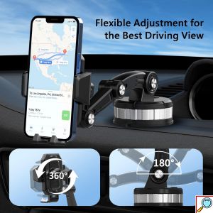 Universal Στιβαρή Βάση Κινητού Moxom 360° με Βεντούζα για Αυτοκίνητο 