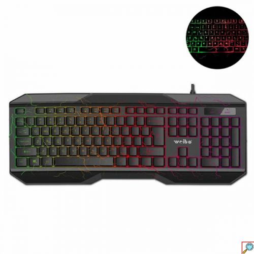 Weibo Ενσύρματο USB Αγγλικό Μαύρο Πληκτρολόγιο με RGB Φωτισμό και Ρυθμιζόμενη Κλίση