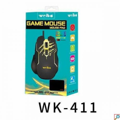 Ενσύρματο Gaming Ποντίκι με RGB Φωτισμό 2.4Ghz, Οπτικό Αισθητήρα και Mousepad για Δεξιόχειρες Weibo Μαύρο