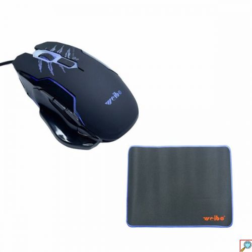 Ενσύρματο Gaming Ποντίκι με RGB Φωτισμό 2.4Ghz, Οπτικό Αισθητήρα και Mousepad για Δεξιόχειρες Weibo Μαύρο