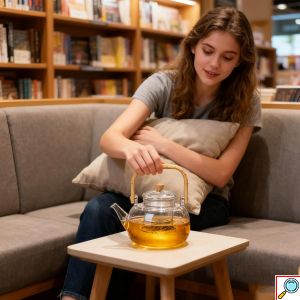 Γυάλινη Τσαγιέρα 900ml με Φίλτρο και Ξύλινη Λαβή
