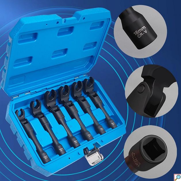 Σετ Ρακορόκλειδα Σπαστά 3/8″ 12-19mm – 6 Τεμάχια για Σωλήνες Καυσίμου & Υδραυλικούς - Εργαλεία Επισκευής Αυτοκινήτου, Υλικό CR-V