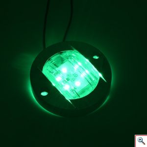 Στρογγυλό Αδιάβροχο Φωτιστικό LED 12V για Σκάφη με Πράσινο Φωτισμό R2Q8 - Ασημί