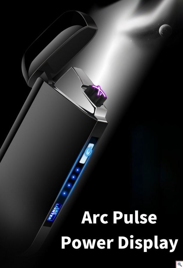 Αντιανεμικός X Arc Αναπτήρας Διπλής Ακτίνας με LED Ένδειξη Μπαταρίας - Double Plasma Laser Arc Lighter USB