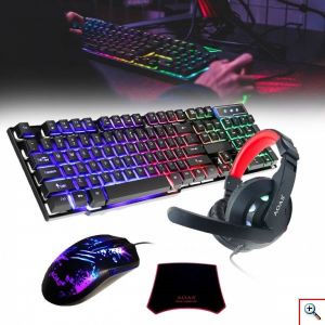 Σετ με Gaming Πληκτρολόγιο, Ποντίκι, Ακουστικά και Mouse Pad - AOAS Gaming Combo 4 In 1 RGB AS-1066