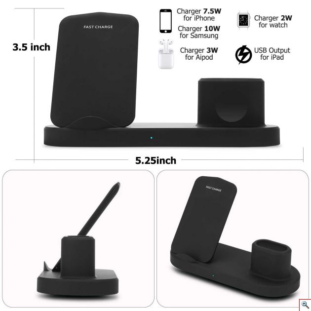 Ασύρματη Βάση Φόρτισης 4 σε 1 - Charging Station for Apple iPhone, iWatch, Earpods & USB
