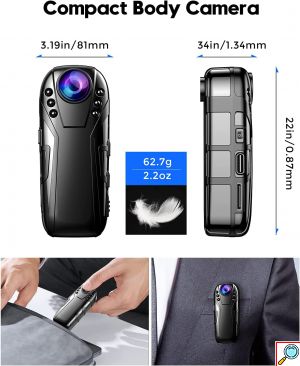 Mini Κρυφή Κάμερα με Κλιπ 1080p, Υπέρυθρη Νυχτερινή Λήψη & Ευρυγώνιο Φακό 125° - Compact Camera