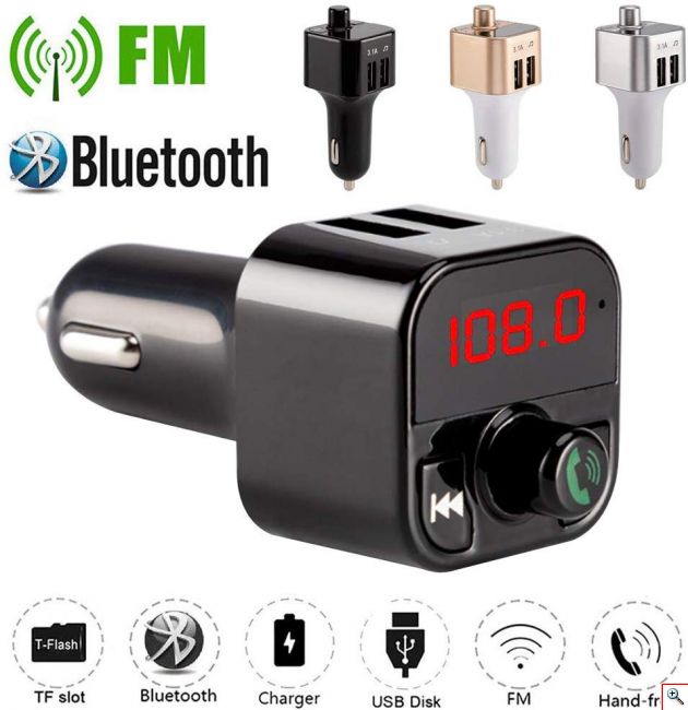 Fm Transmitter Φορτιστής Αυτοκινήτου 2 x USB,SD Bluetooth Handsfree Mp3 Player με Μικρόφωνο & AUX είσοδο - Car FM Modulator