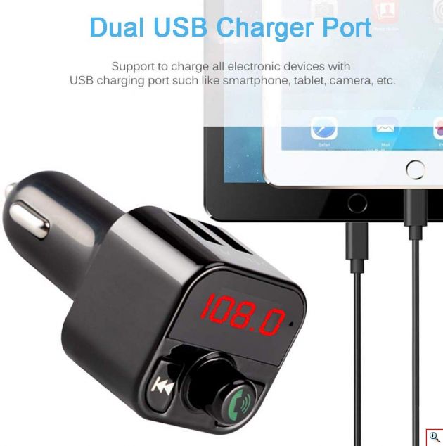 Fm Transmitter Φορτιστής Αυτοκινήτου 2 x USB,SD Bluetooth Handsfree Mp3 Player με Μικρόφωνο & AUX είσοδο - Car FM Modulator