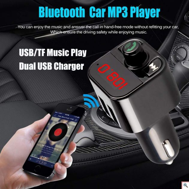 Fm Transmitter Φορτιστής Αυτοκινήτου 2 x USB,SD Bluetooth Handsfree Mp3 Player με Μικρόφωνο & AUX είσοδο - Car FM Modulator