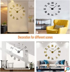 Αυτοκόλλητο Ρολόι Τοίχου Ακρυλικό DIY με Μηχανισμό Quartz και Λατινικούς Αριθμούς Time 40cm