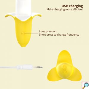 Ισχυρός Δονητής Μπανάνας USB με 8 Λειτουργίες Δόνησης 20cm - Dildo Vaginal Clitoris Stimulator σε Λευκό