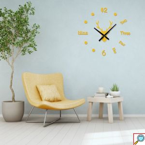 Ρολόι Τοίχου Αυτοκόλλητο 3D DIY 60-110cm Χρυσό
