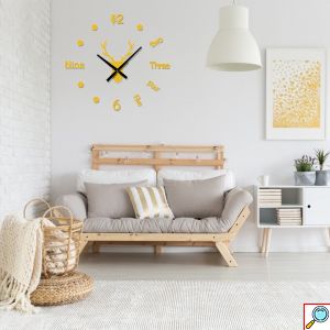 Ρολόι Τοίχου Αυτοκόλλητο 3D DIY 60-110cm Χρυσό