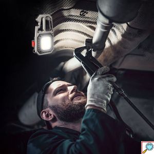 Πολυεργαλείο Μπρελόκ Αλουμινίου με Επαναφορτιζόμενο Φακό LED COB Andowl Μαύρο