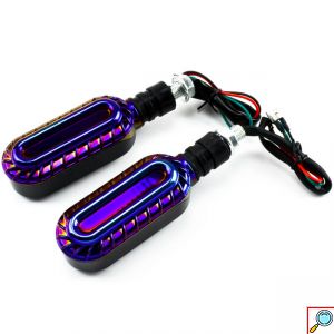 Σετ 2τμχ Φλας LED Μοτοσυκλέτας 12V 10mm με Διπλό Φωτισμό - Κόκκινο / Πορτοκαλί