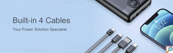 Φορητός Φορτιστής - Powerbank Κινητών 10000mAh με 4 Ενσωματωμένα Καλώδια Veger Μαύρο