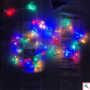 LED Χριστουγεννιάτικα RGB Πολύχρωμα Φωτάκια - Κουρτίνα Σύρμα με Αστέρια 3μ - LED Cooper Wire Star Moonlight