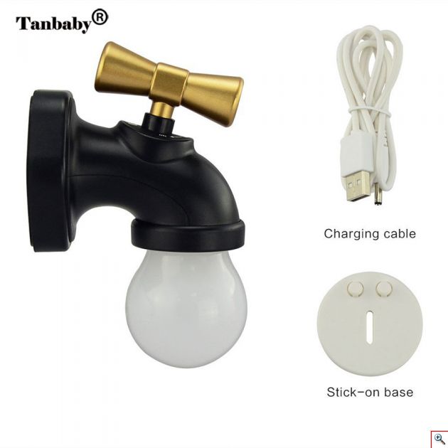Mini LED Νυχτερινός Φωτισμός Τοίχου USB Επαναφορτιζόμενο σε Σχήμα Βρύσης