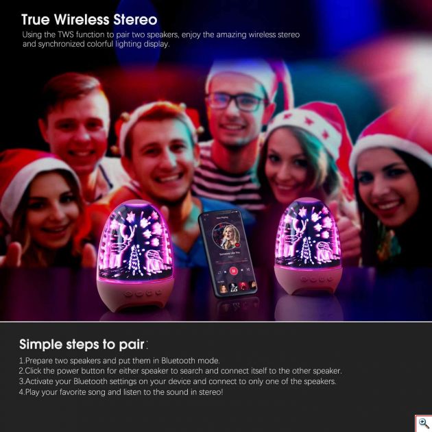 LED Χριστουγεννιάτικο Φωτιστικό Touch - Bluetooth Ηχείο USB/SD Multimedia Speaker 