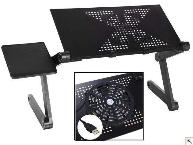 Πτυσσόμενο Τραπεζάκι - Βάση Laptop με Ανεμιστήρα Ψύξης & Βάση για Χρήση του Mouse Pad - Laptop Desk 