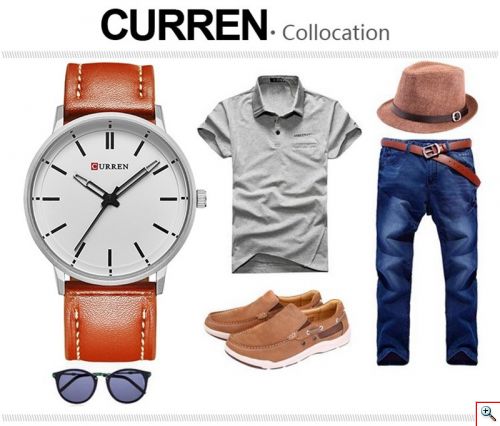 Ιδιαίτερο Ανδρικό Ρολόι Curren M8233 Brown & White