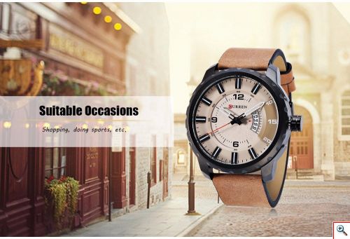 Ανδρικό Ρολόι CURREN 8245 - Casual Date Men's Quartz Analog Leather Strap Wrist Watch